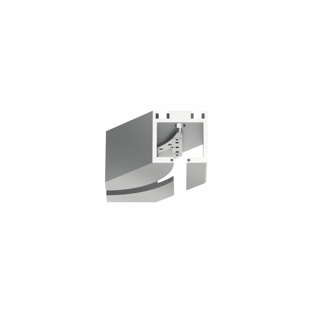 Dorma Obere Anschlagtürschiene, 100 mm hoch, mit seitlichem E-Öffner und PZ-Riegelschloss, komplett, für 10 mm Glasdicke, einseitig freie Glaskante, Din rechts, Leichtmetall roh (100) - Aluminium R 600, 04.150.100